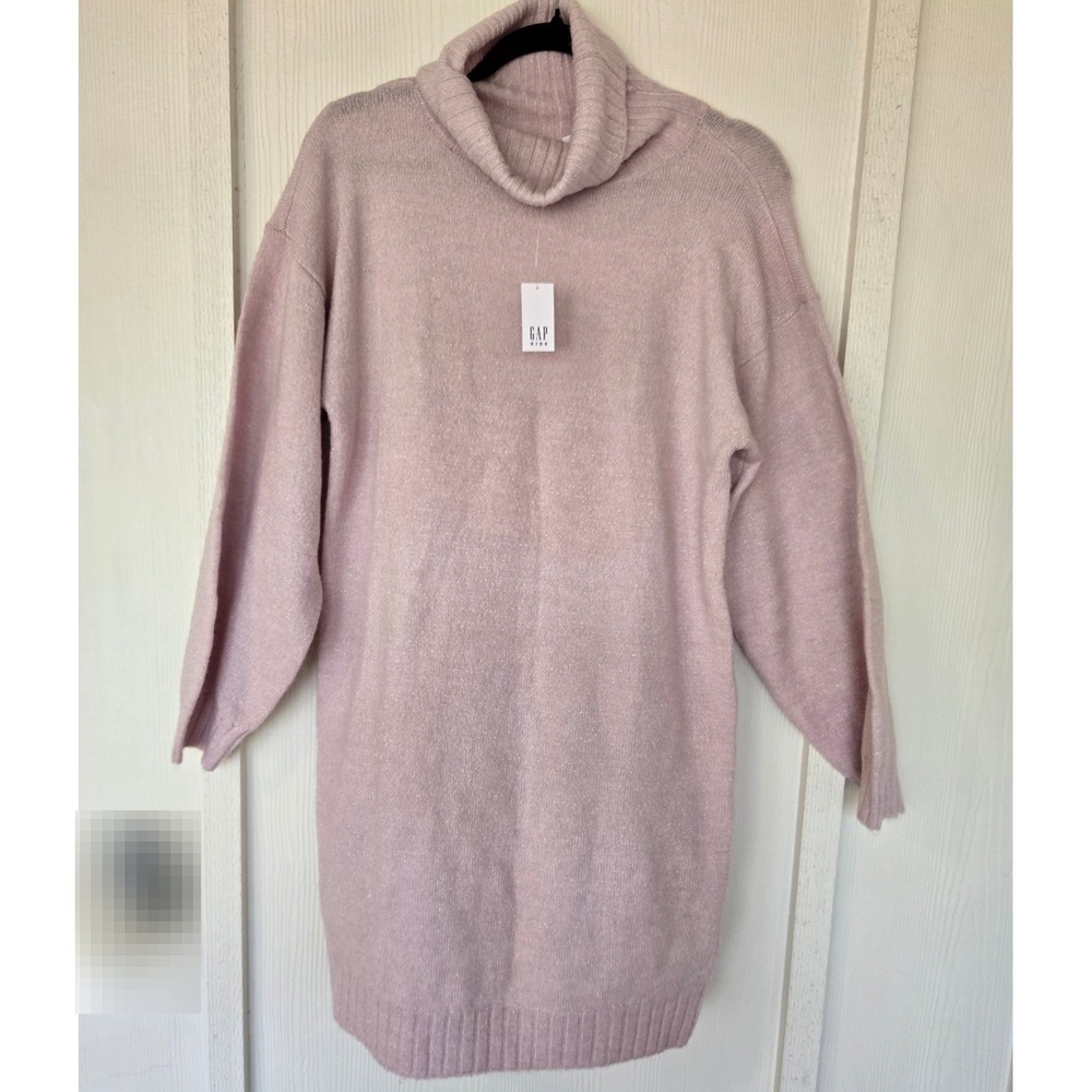 NEW Gap Kids Pink Shimmer Turtleneck Sweater Dress XXL 14-16 Metallic Knit  NWT